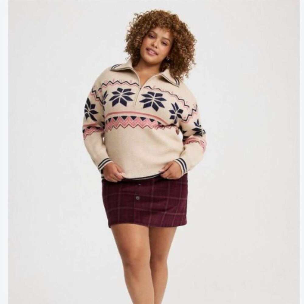 Torrid Half Zip Pullover Sweater Size 4 - Winter Snowflake